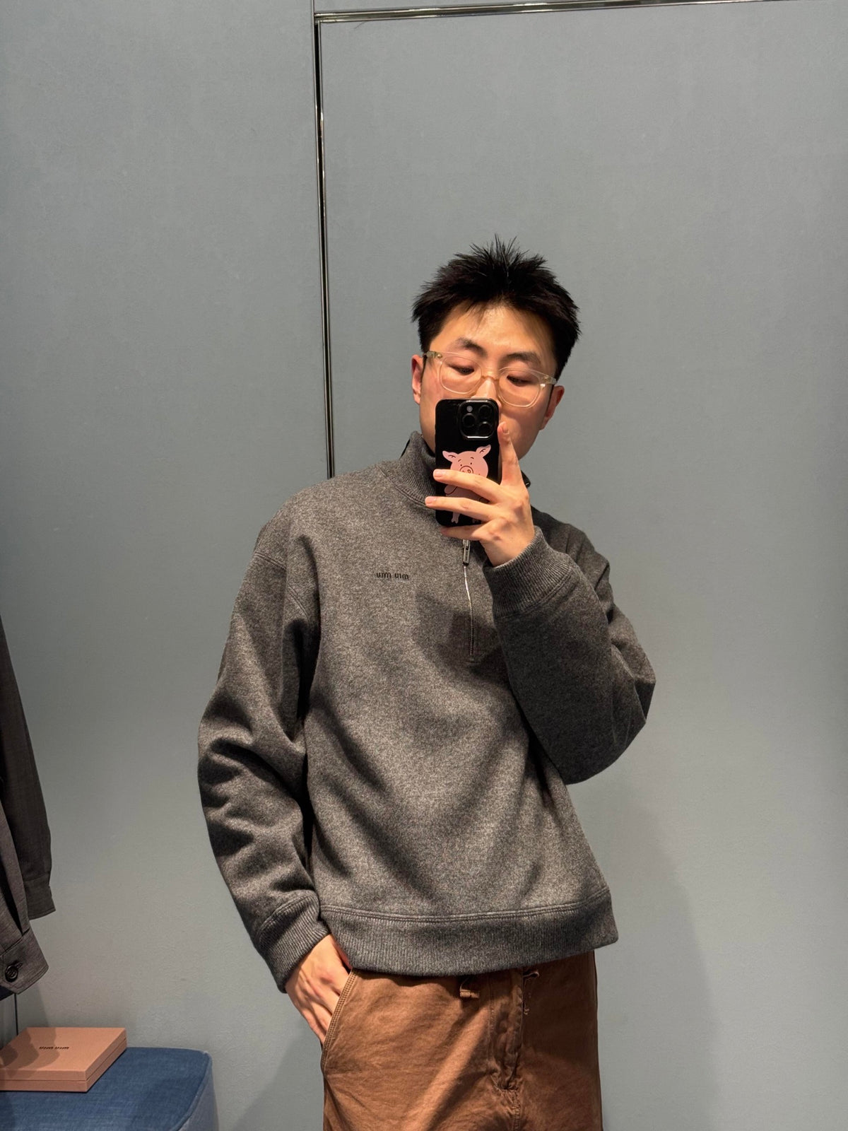 2026 New Model MM Logo Plaid Half-Zip Sweater (AA1007-B40)