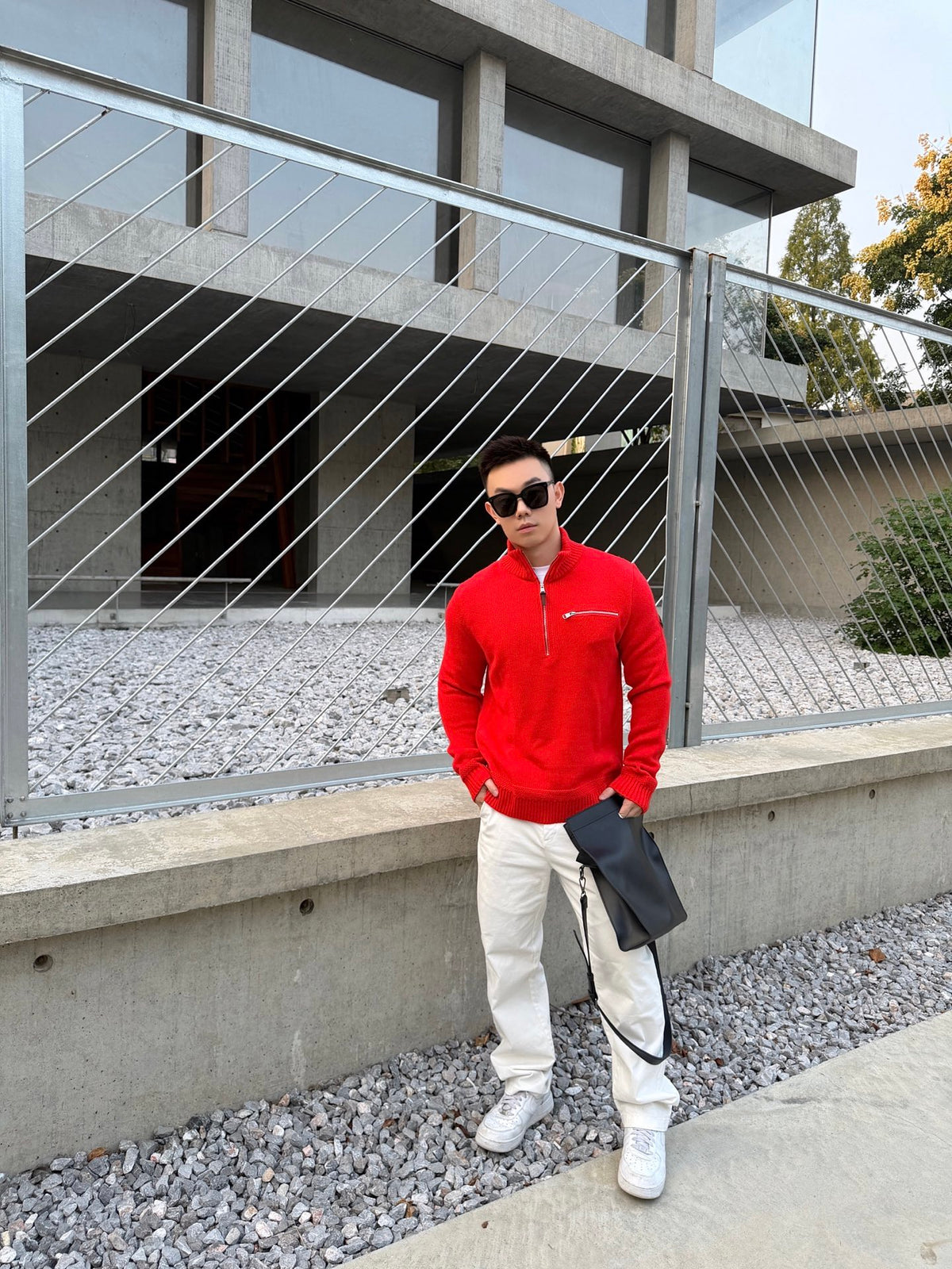 2026 New Model Mon Logo Leather Pouch Half-Zip Sweater (AA1006-B40)