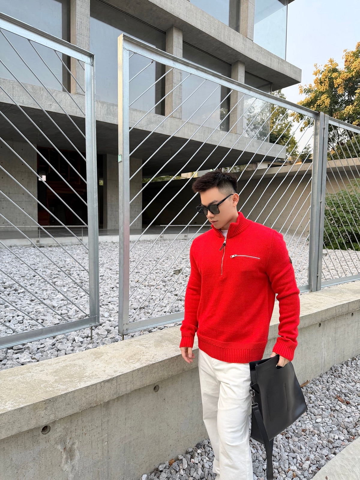 2026 New Model Mon Logo Leather Pouch Half-Zip Sweater (AA1006-B40)