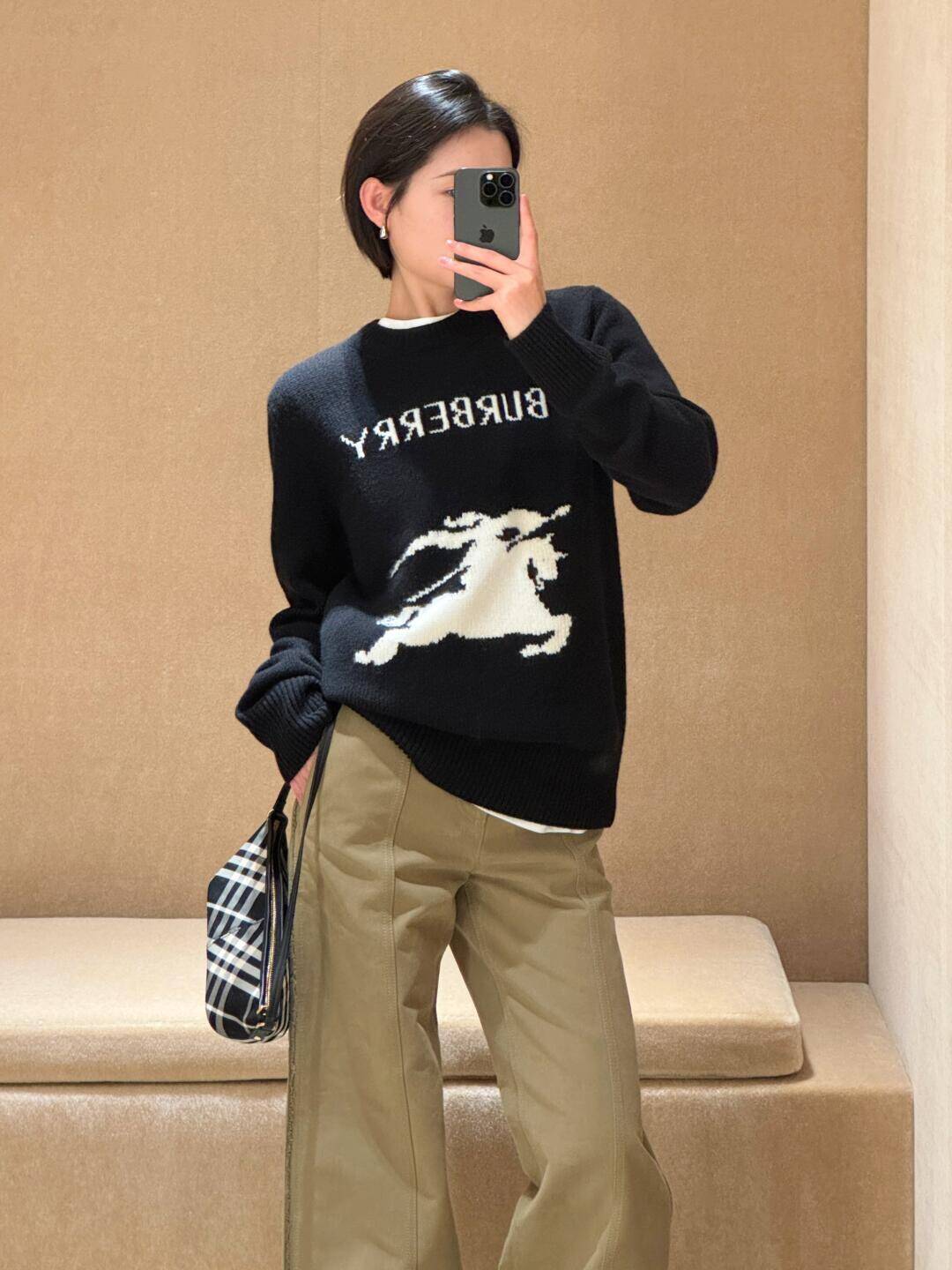 2026 Women's BBR Logo Plaid Sweater (DD203)