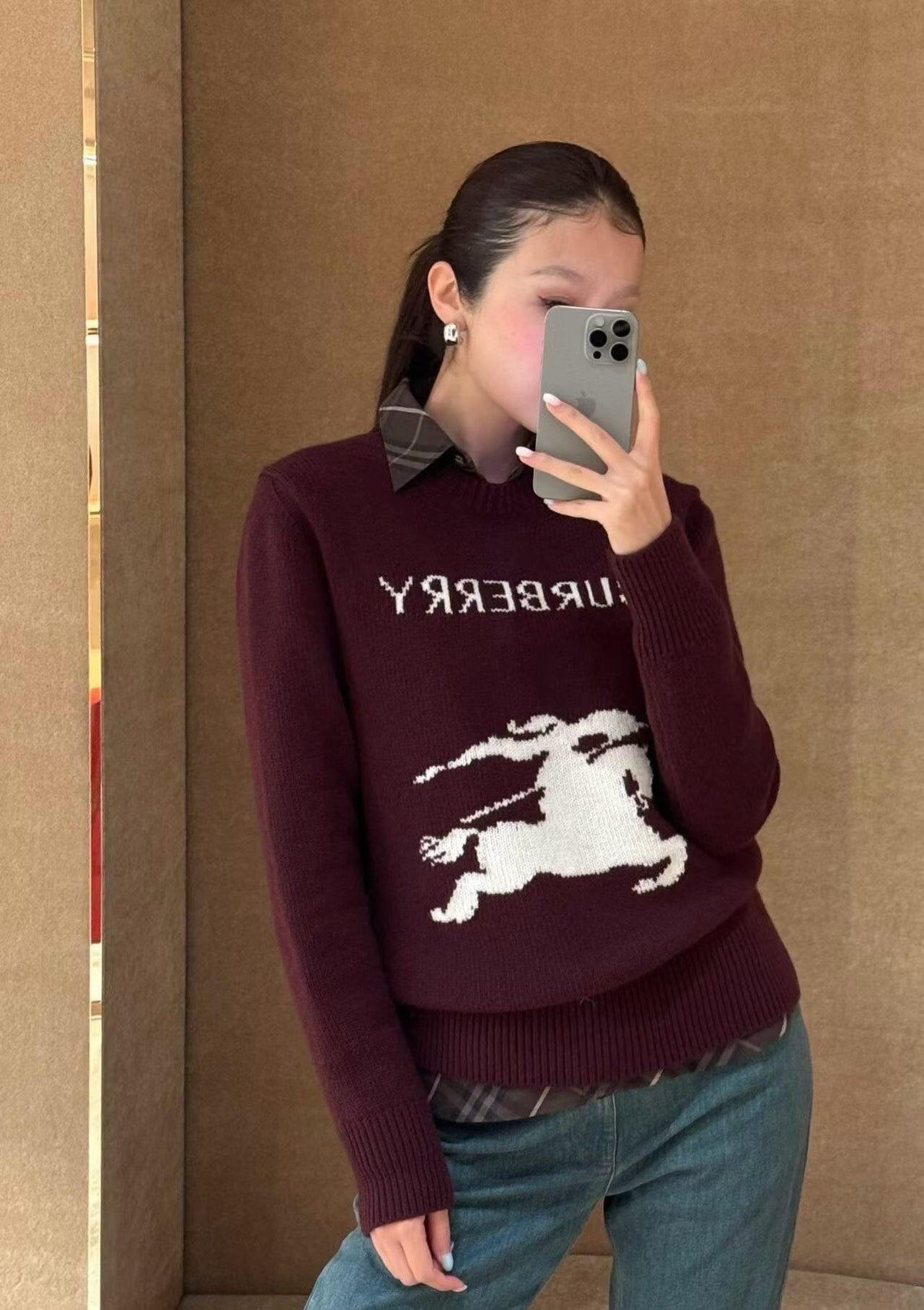2026 Women's BBR Logo Plaid Sweater (DD203)