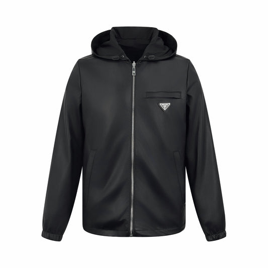 2026 New Triangle Brand Reversible Leather-Nylon Hooded Jacket (25299-D80)