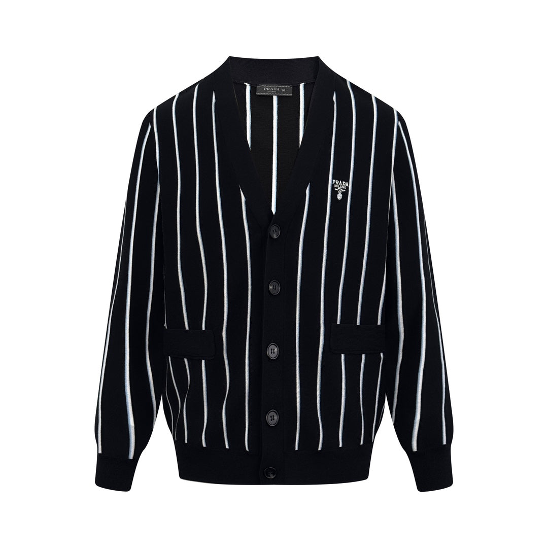 2026 New Triangle Brand Striped Embroidered Cardigan (25306-B90)