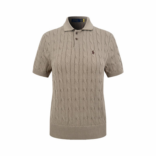 2026 Women's RL Cable-Knit Polo Neck Sweater (FF719)