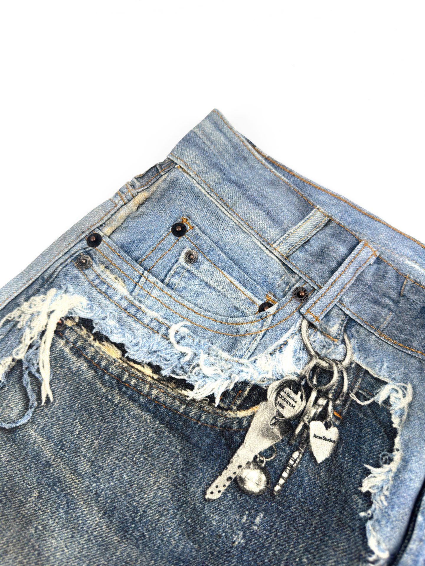 2026 Women’s Acn Optical Illusion Print Dyed Denim Shorts (FF721)