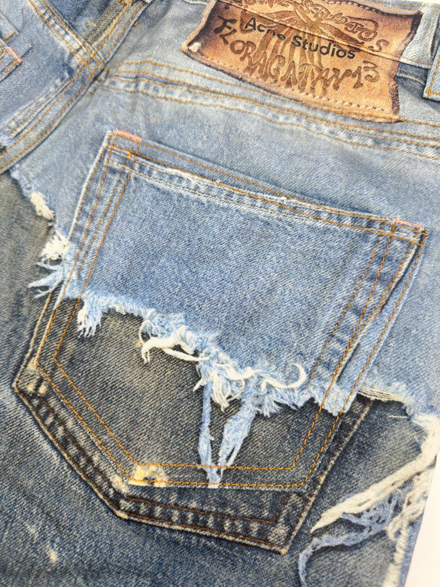 2026 Women’s Acn Optical Illusion Print Dyed Denim Shorts (FF721)