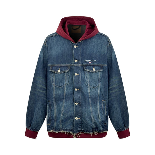 2026 New Balen Embroidered Denim Hooded Jacket (25337-C30)