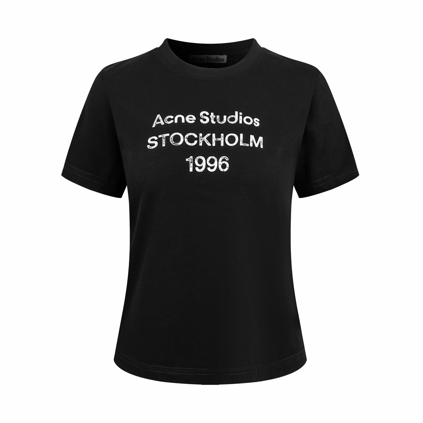 2026 Women’s Acn Short-Sleeved T-Shirt with Screen-Printed Distressed Logo (FF731)