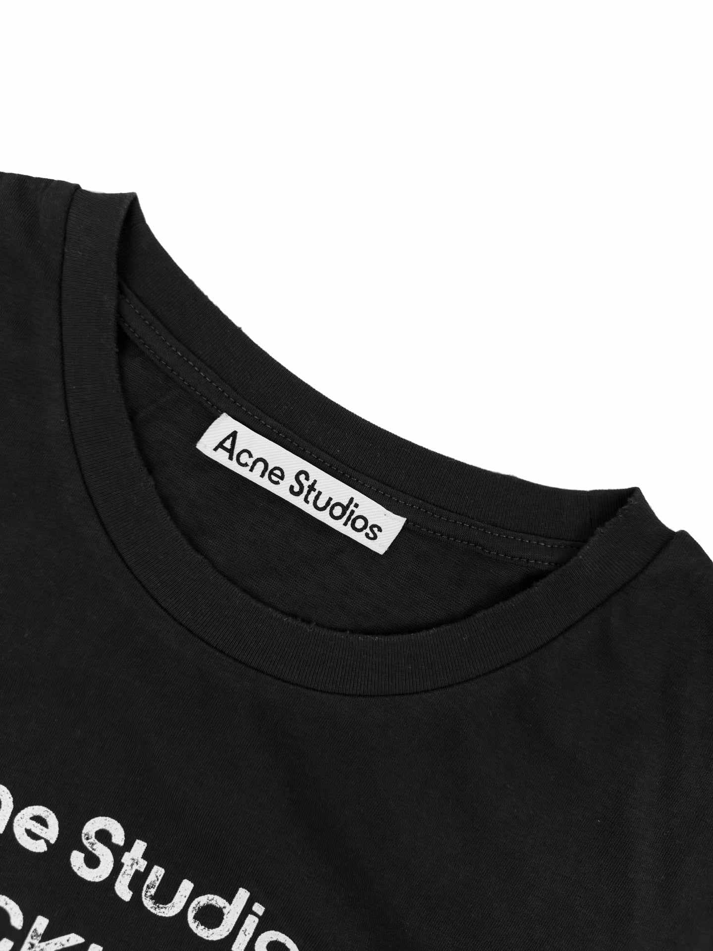 2026 Women’s Acn Short-Sleeved T-Shirt with Screen-Printed Distressed Logo (FF731)