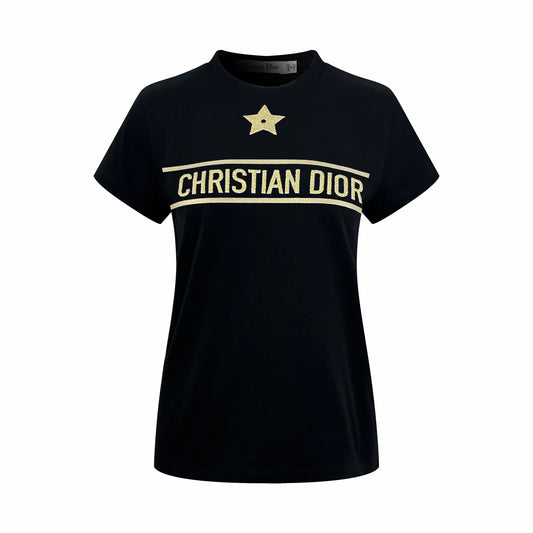 2026 Women’s CD Lucky Star Embroidered Short-Sleeved T-Shirt (DD127)