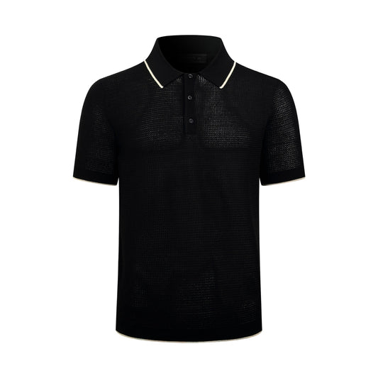 2026 New Triangle Brand Logo Mesh Polo Neck Knit Top (CC983-A75)
