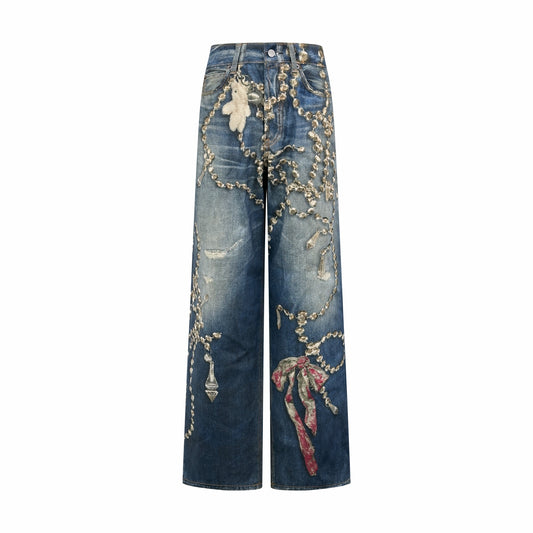 2026 Women's Acn Optical Illusion Striped Dyed Jeans (EE416)