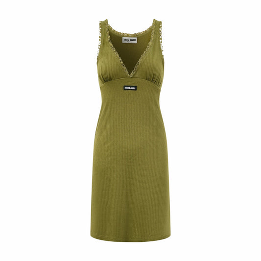 2026 Women’s MM Lace-Trimmed Spaghetti-Strap Dress (FF739)