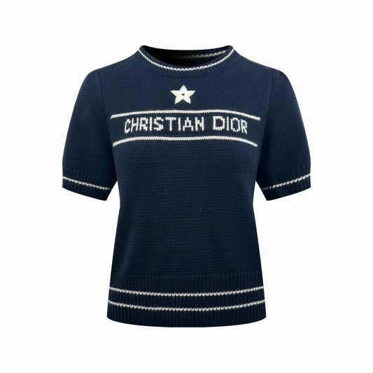 2026 Women's CD Embroidered Short-Sleeved Sweater (DD132)
