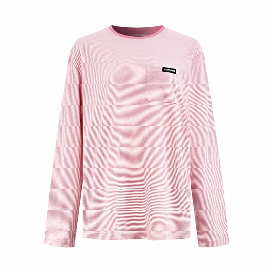 2026 Women's MM Logo Striped Long-Sleeved Shirt (FF758)