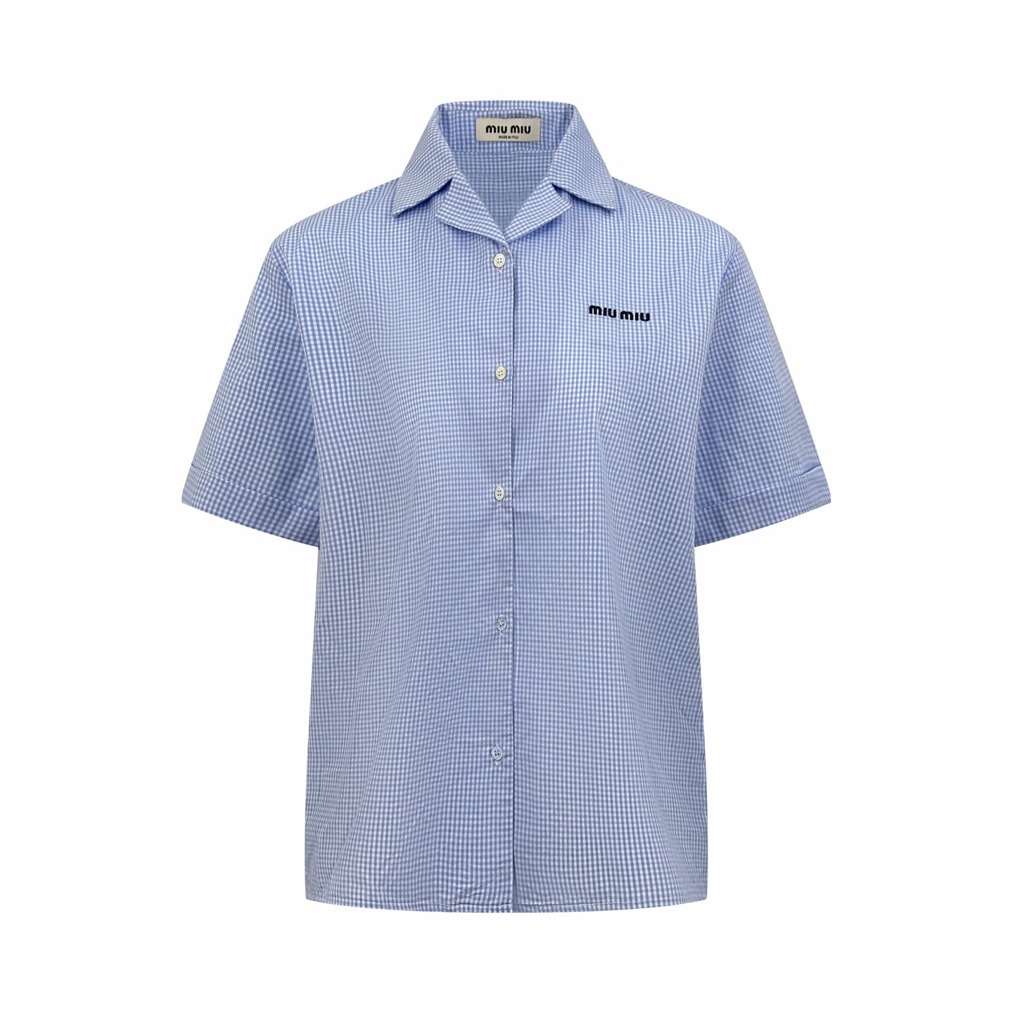 2026 Women's MM Logo Embroidered Checkered Shirt (FF773)