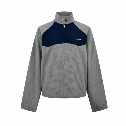 2026 Women's MM Logo Check Pattern Zip-Up Coat (FF797)
