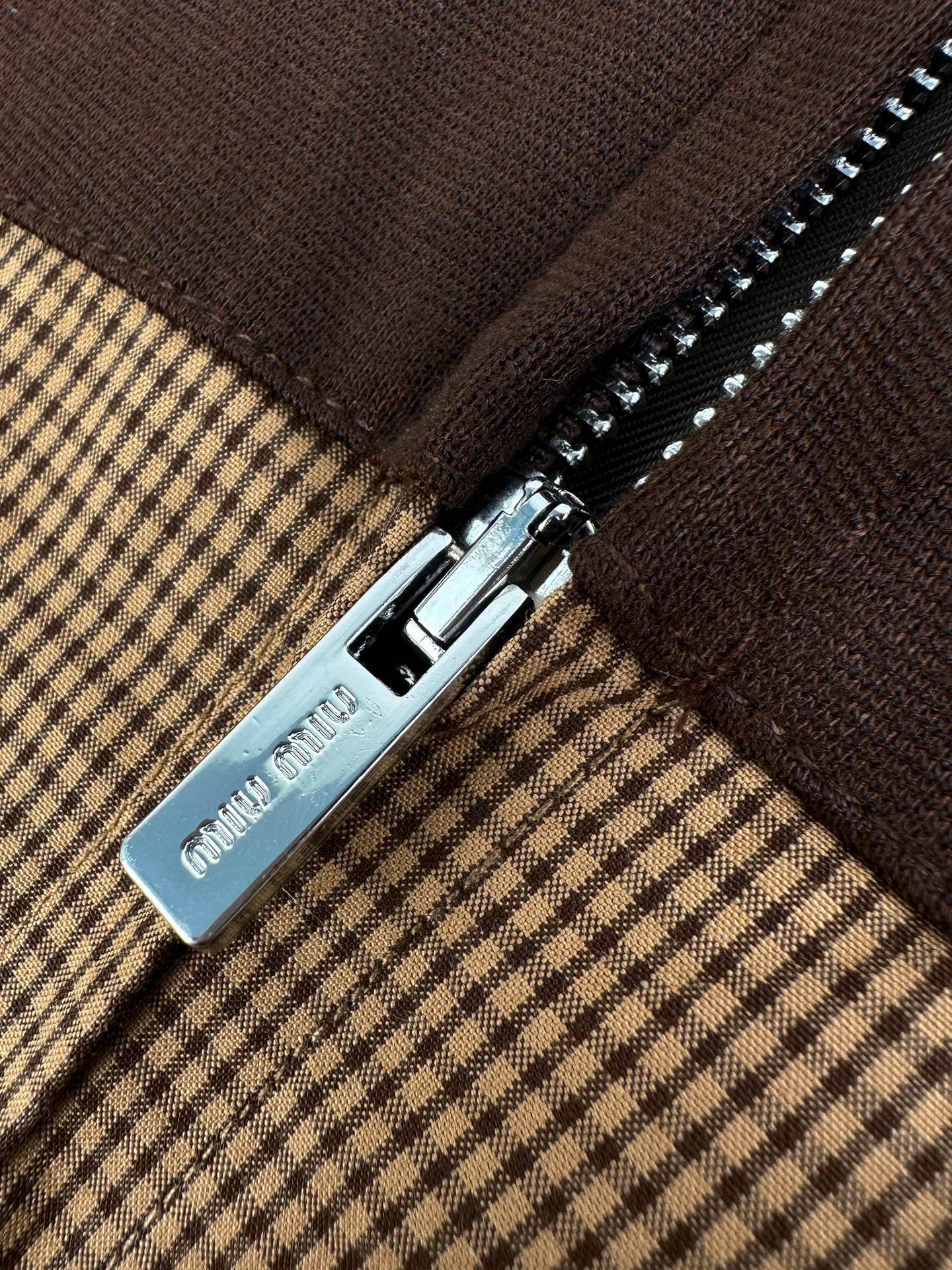 2026 Women's MM Logo Check Pattern Zip-Up Coat (FF800)