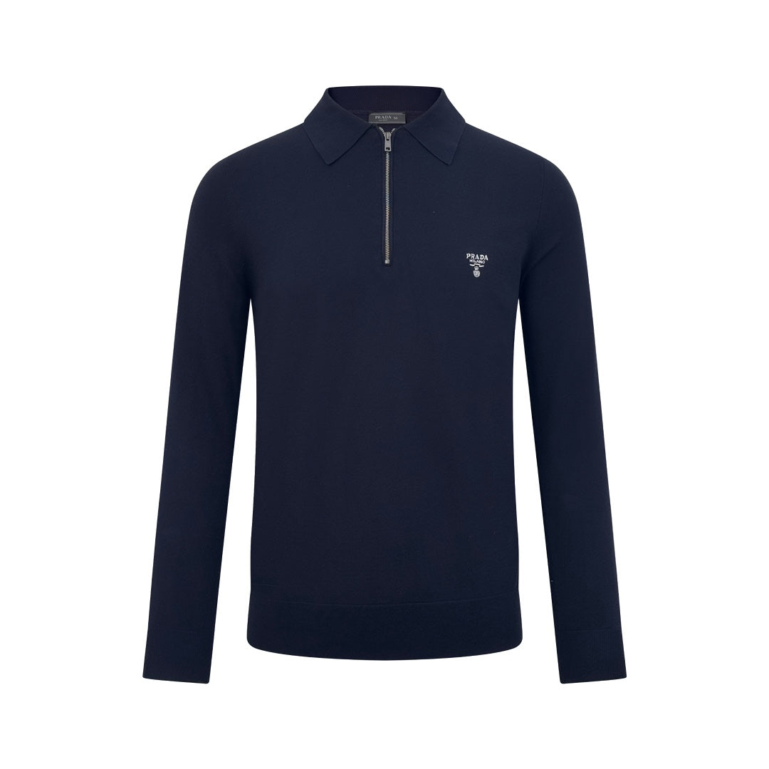2026 New Model Triangle Brand Embroidered Zipper Long-Sleeved Polo Shirt (25317-B20)