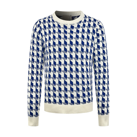 2026 New Style CD Embroidered Peacock Pattern Plaid Knitted Sweater (AA640-B40)