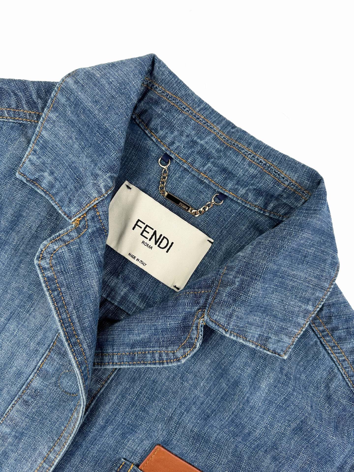 2026 Women's FF Leather Patch Denim Jacket (EE436)
