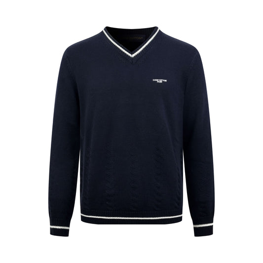 2026 New Model LY Embroidered Twisted Knit V-Neck Sweater (AA675-B25)