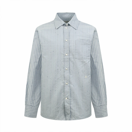 2026 Women's CC Double C Embroidered Striped Shirt (FF804)