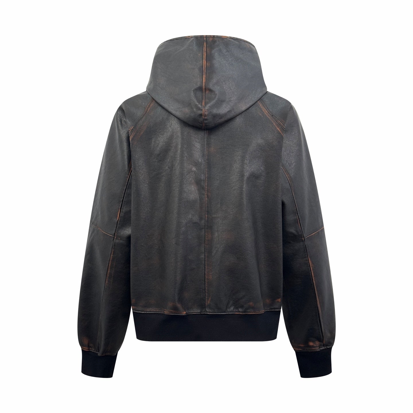 2026 new model Triangle Brand vintage hooded over-the-shoulder leather jacket (25240-D50)