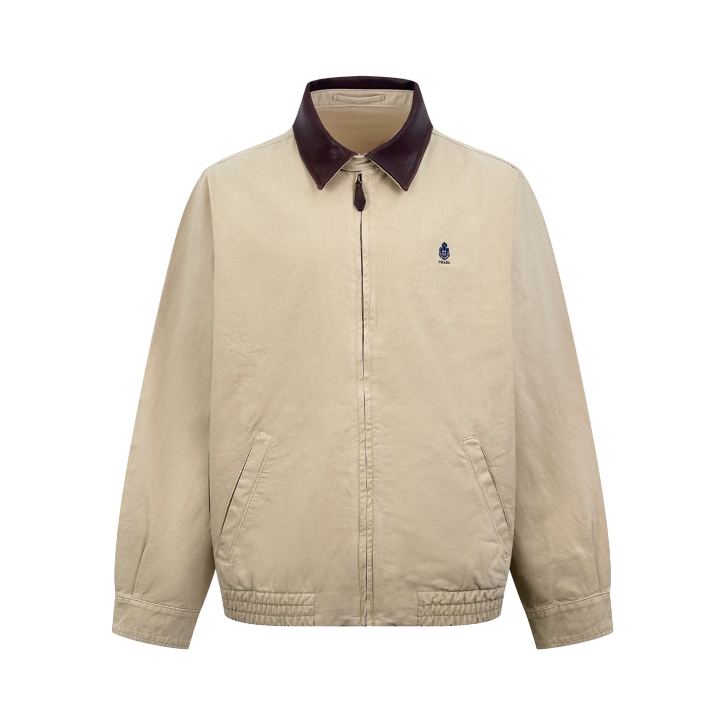 2026 New Model Triangle Brand Embroidered Leather Zipper Coat (BB870-C15)
