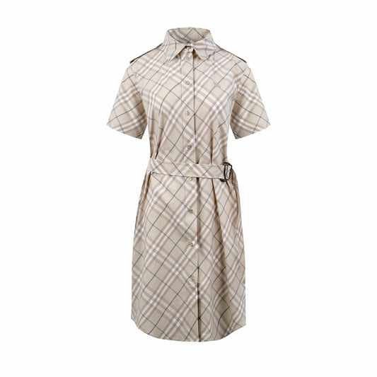 2026 Women's BBR Embroidered Checkered Shirt-style Dress (DD180)