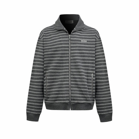 2026 Women's MM Logo Striped Zip-Up Coat (FF820)