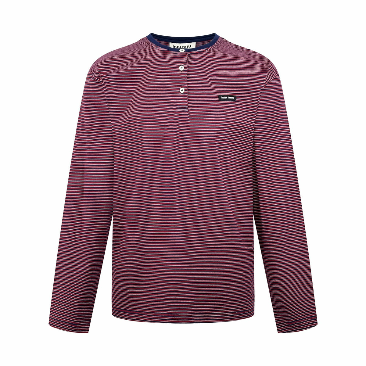 2026 Women's MM Logo Striped Henry Collar Long Sleeve (FF815)