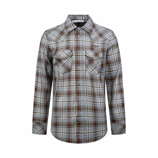 2026 Women's Acn Logo Embroidered Check Shirt (FF831)